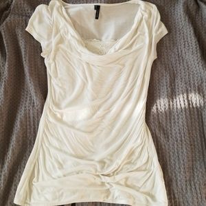 Cream/white Maurices scoop neck blouse with lace